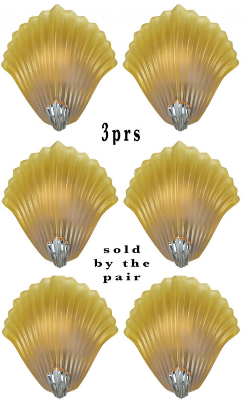 Three Pairs of French Shell Motif Sconces (Sold Each Pair)