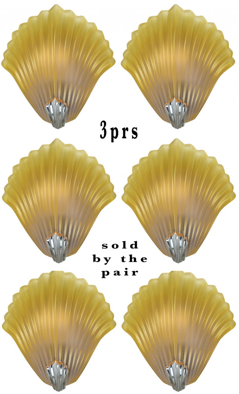 Three Pairs of French Shell Motif Sconces (Sold Each Pair)