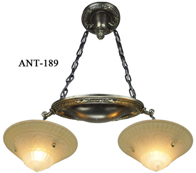 Antique Ornate 2 Light Pendant C1900-10