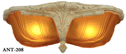 Antique Art Deco 2 Light Close Ceiling Fixture by Electrolier