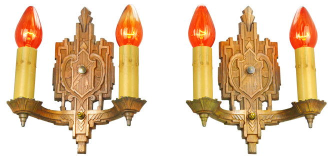 Art Deco Wall Sconces Antique Bare Bulb Candle Style 1930s Lights