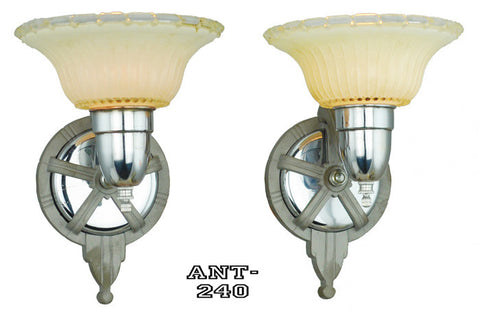 Pair of Antique Streamline Art Deco Sconces c1930