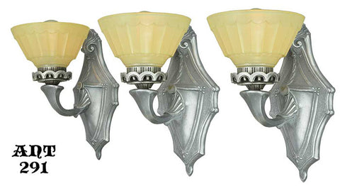 1920s Art Deco Sconces - set of three