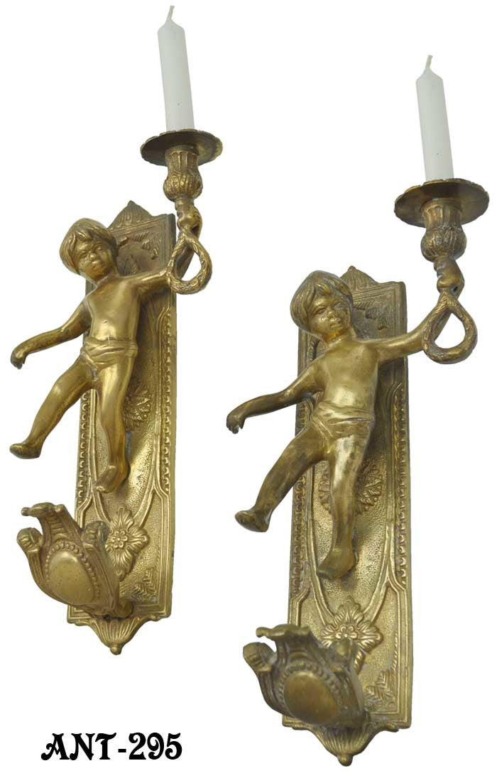 French Cherub Candle Wall Sconces