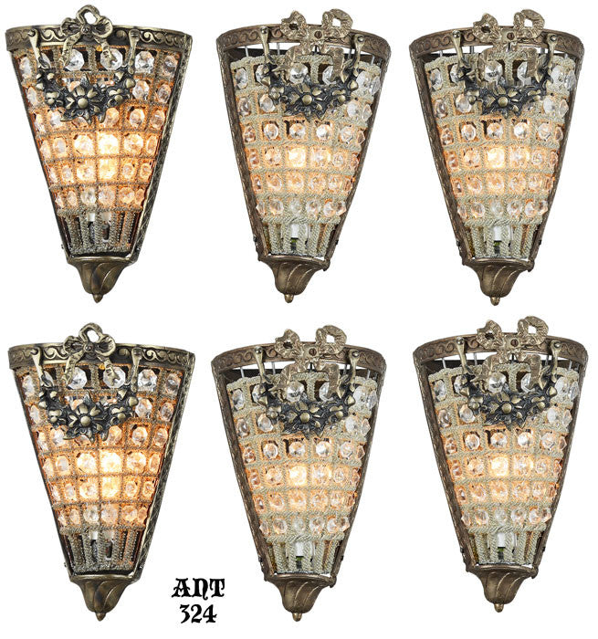 Set of SIX Crystal Wall Sconces