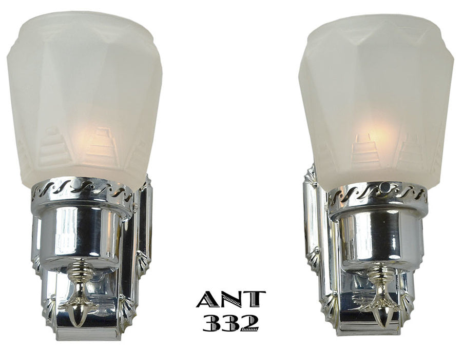 Pair of Antique Art Deco Streamline Sconces