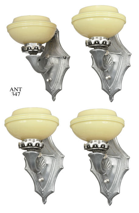 Art Deco Streamline Feel Set of FOUR Sconces