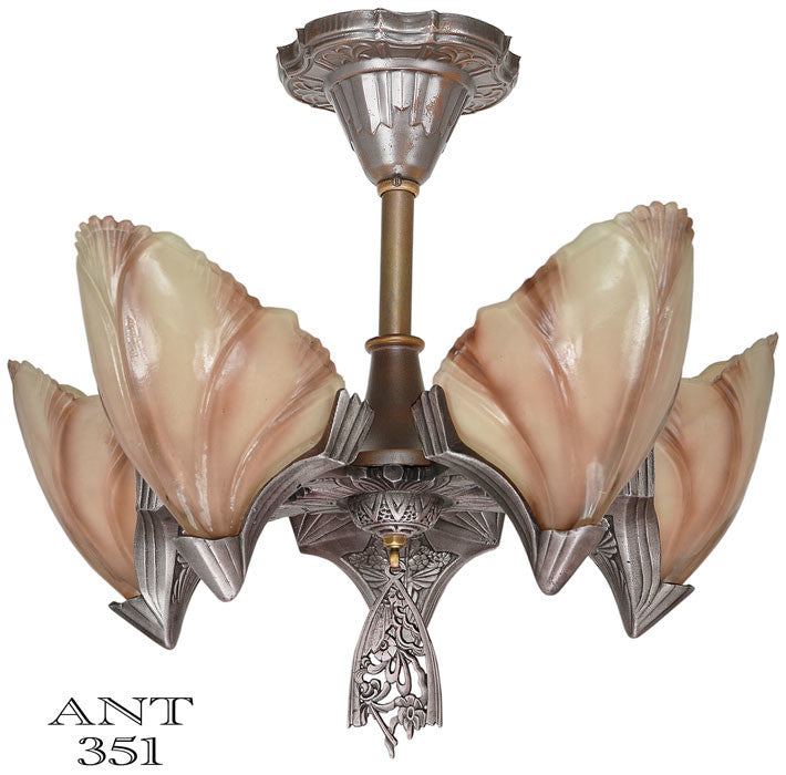 Art Deco Mid West 5 Light Chandelier