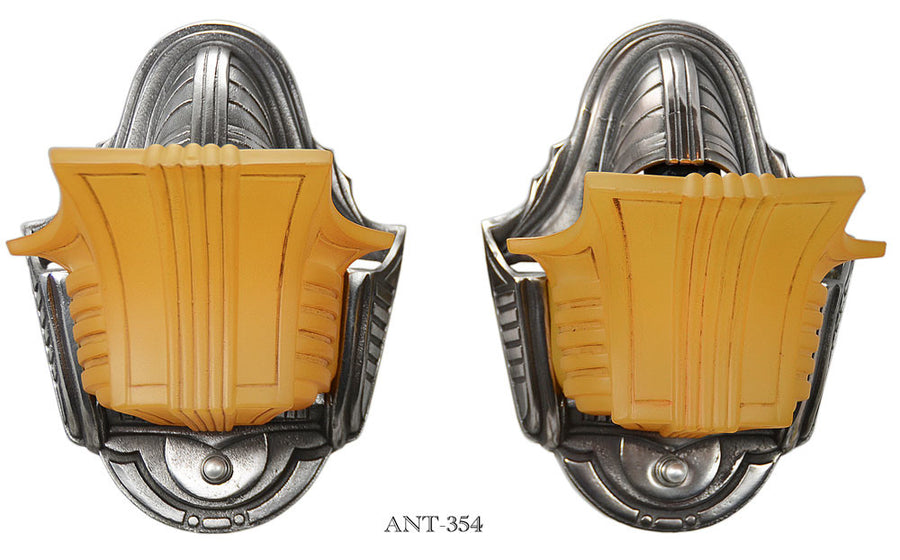 Art Deco Slip Shade Pair of Wall Sconces