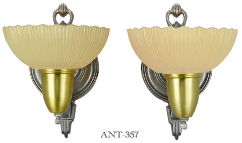 Late Art Deco Pair of Sconces Circa 1938