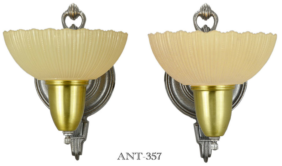 Late Art Deco Pair of Sconces Circa 1938