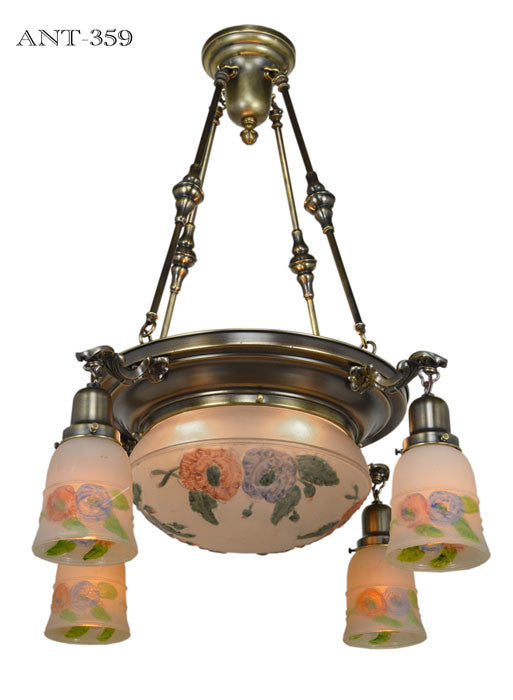 Edwardian Ceiling Bowl Light with Puffy Style Shades