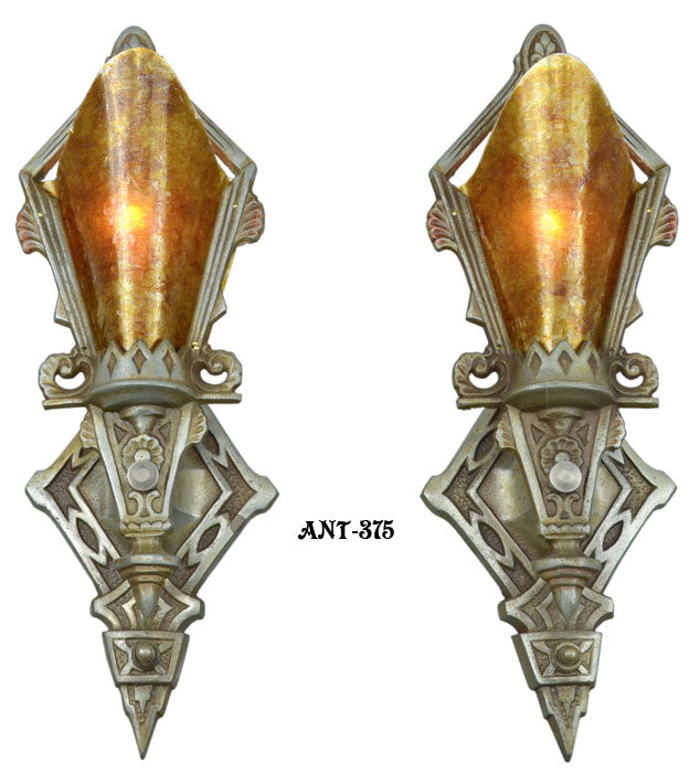 Pair of Antique Restored Art Deco Wall Sconces