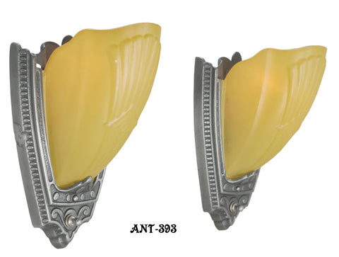 Americana Art Deco Pair of Sconces