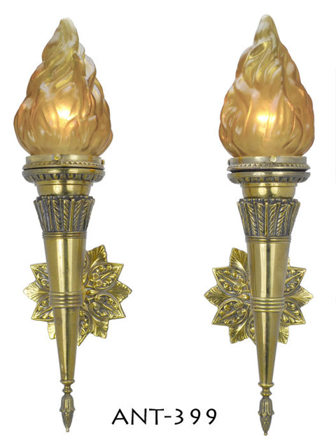 Pair of Antique Flame porch or hallway sconces