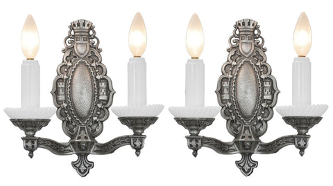 Art Deco Double Arm Candle Sconces