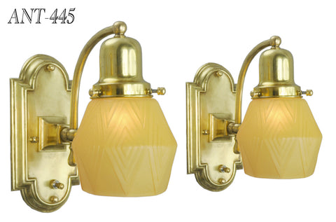 Art Deco Vintage Wall Sconces - Classic Simple Lights w/ Modernist Geometric Shades