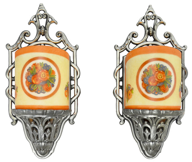 Art Deco Antique Original Slip Shade Sconces by Lightolier