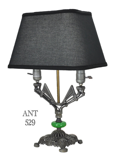 Art Deco Table Lamp with Two Lights Double Socket Antique Desk Light