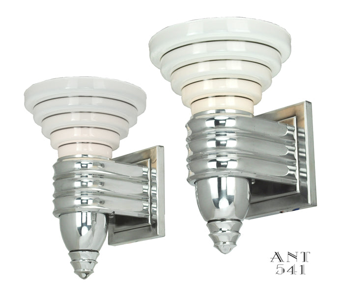 Streamline Art Deco Wall Sconces Circa 1920s - 1930s Modernist Lights
