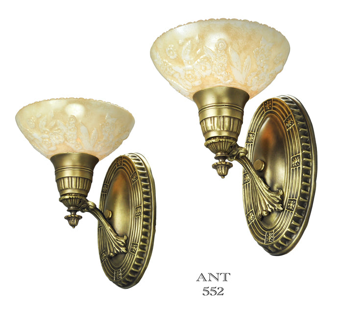 Art Deco Pair of Antique Brass Sconces Circa 1920s - 1930s American
