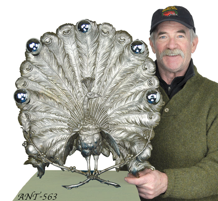 Art Nouveau Antique Large Peacock Bird Figural Bare Bulb Wall Sconce