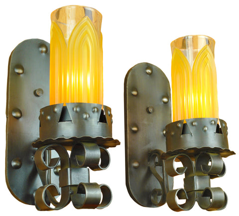 Gothic Torch Style Antique Wall Sconces 1920s - 1930s Medieval Look