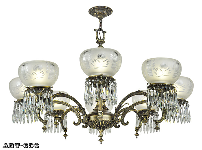 Edwardian 8 Arm Chandelier Large Ceiling Light Gasolier Style Fixture