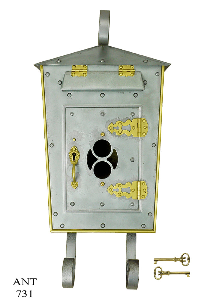 Arts and Crafts Antique Brass Steel Wall Mount Mail Box Letter Drop