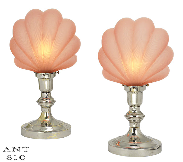 Vintage Table Lamps Pair Odeon Theatre Clamshell Movie Theater Lights