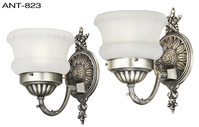 Antique Wall Sconces 1920s Pair of Edwardian Style Light Fixtures