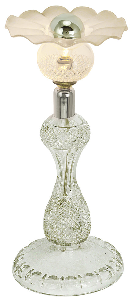 Single English Cut Crystal Table Lamp Antique Flower Form Glass Light