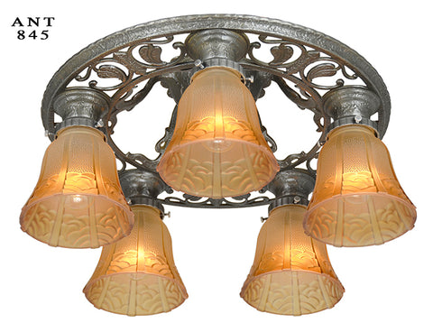Antique Arts and Crafts Semi Flush Mount Close Ceiling Chandelier