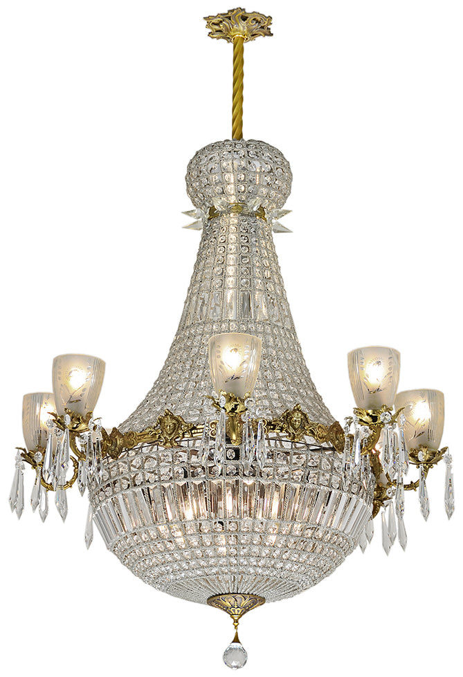 Vintage Crystal Chandelier Large Ballroom Prism Ceiling Light Fixture