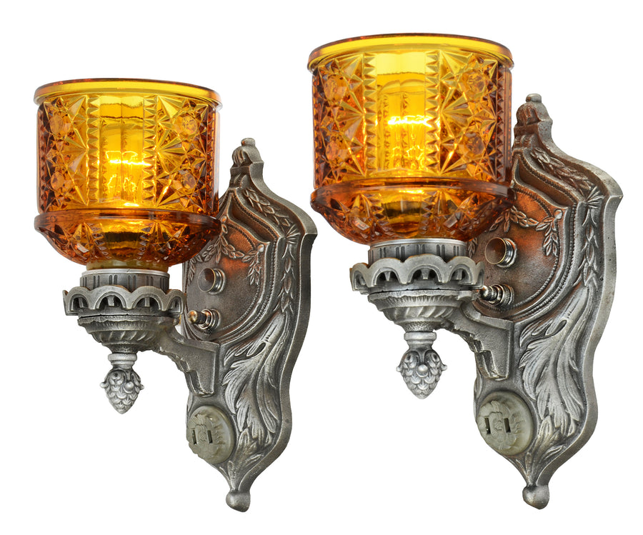 American Pair of Edwardian Design Fancy Sconces
