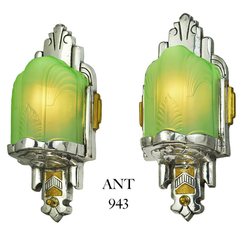 Pair of Nice Slip Shade Art Deco Sconces