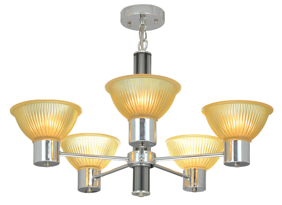 Mid-Century Modern Design Nickel Plated 5 Light Chandelier
