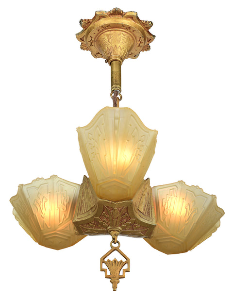 Art Deco 3 Shade Pendant by Markel