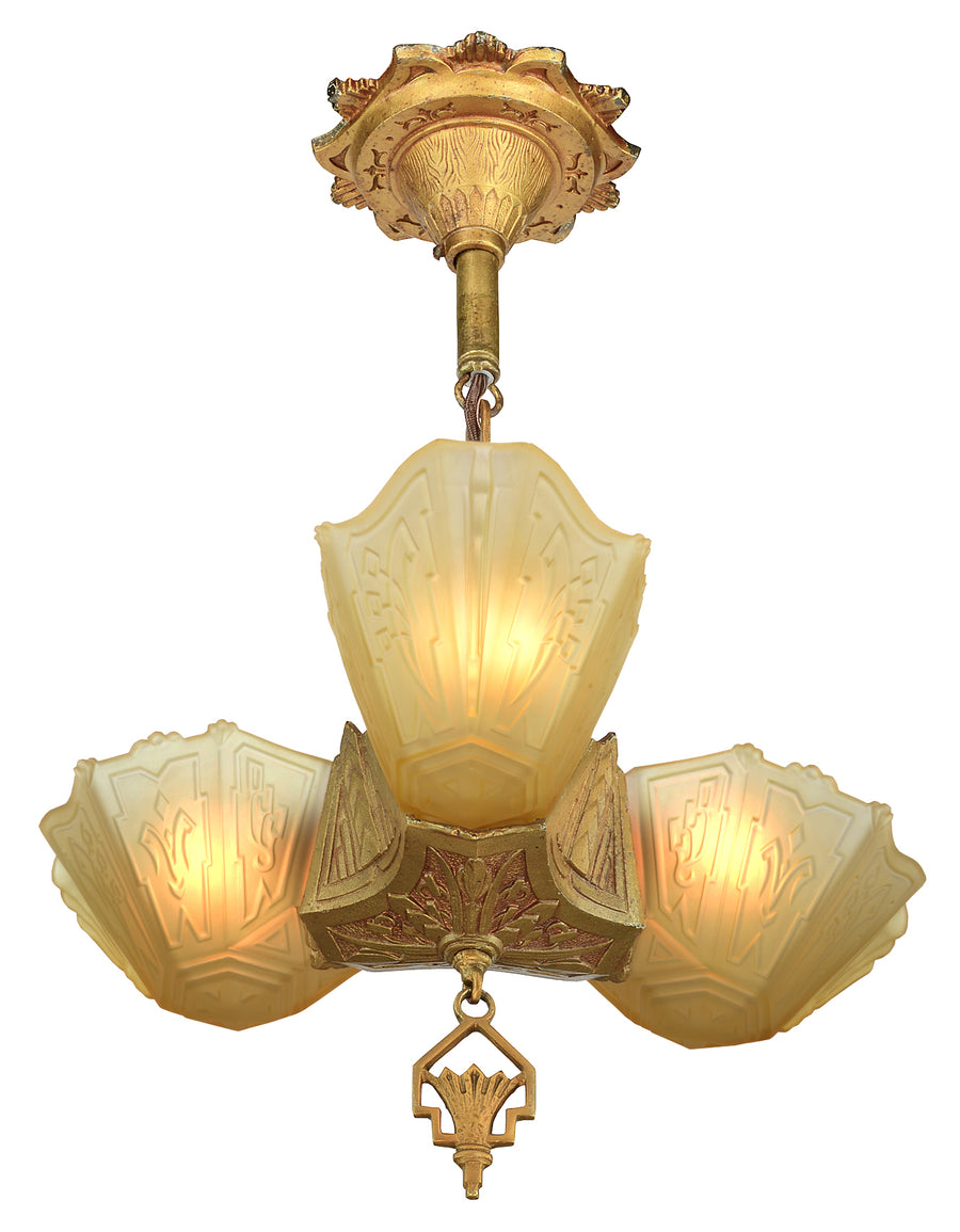 Art Deco 3 Shade Pendant by Markel