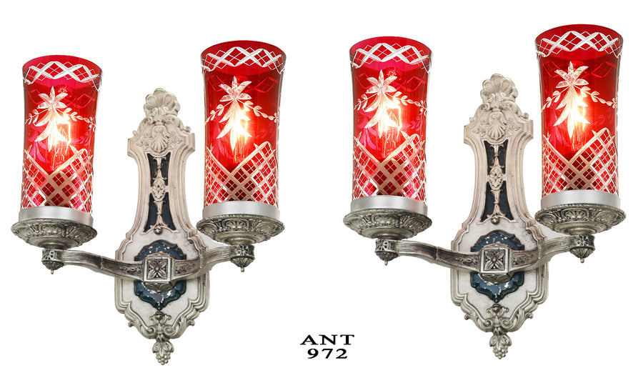 Lovely Pair of 1920-30 Louis Style Edwardian Era Wall Sconces