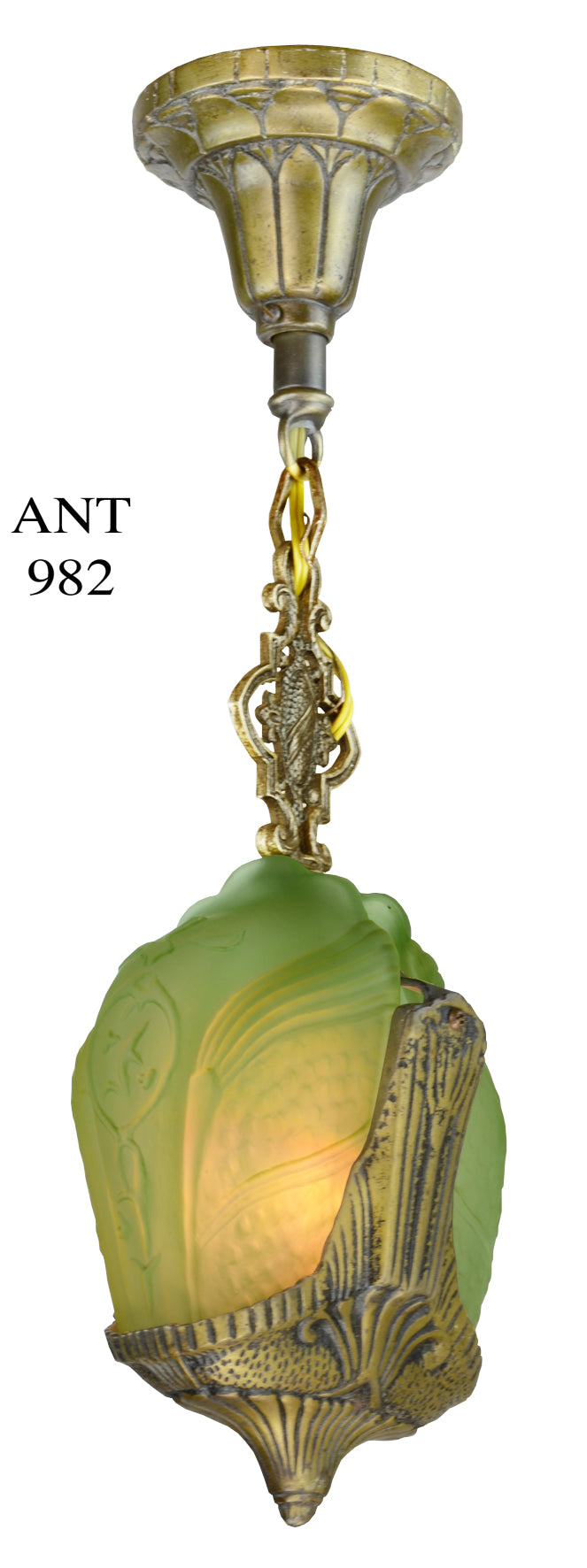 Art Deco Bronzy-Look 2 Shade Ceiling Light by Globe C 1930