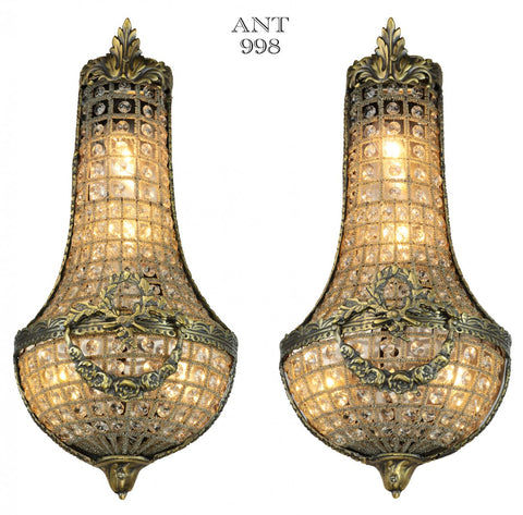 Lovely Pair of Older French Crystal Wall Sconces
