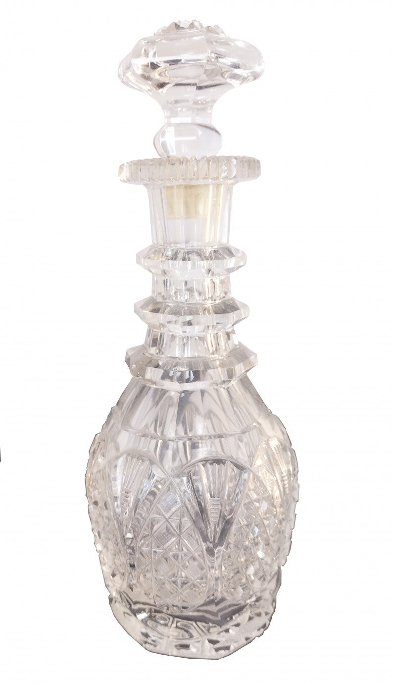 Small Early Victorian Antique Hand Cut Lead Crystal Decanter