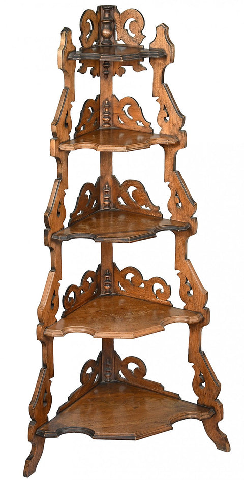 Antique Solid Walnut Corner Shelf