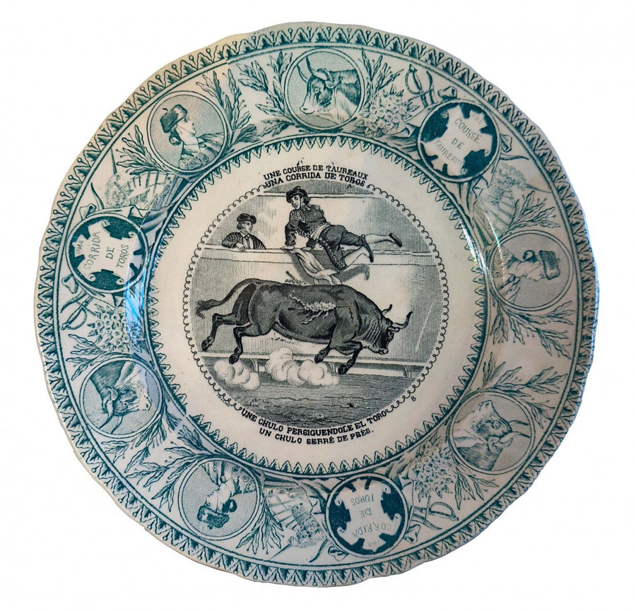 French Bullfighting Porcelain Plate