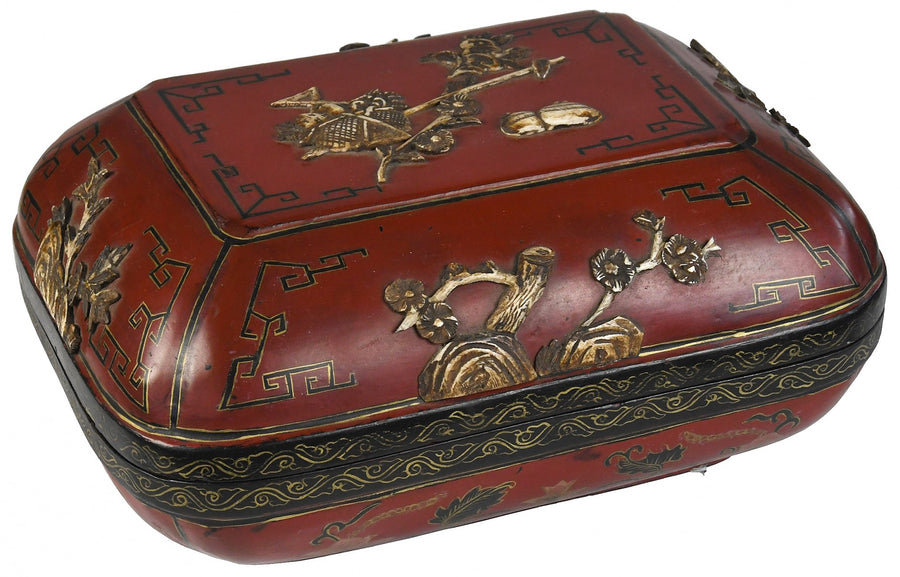 "Old" Chinese Paper Mache Jewelry or Lace Box