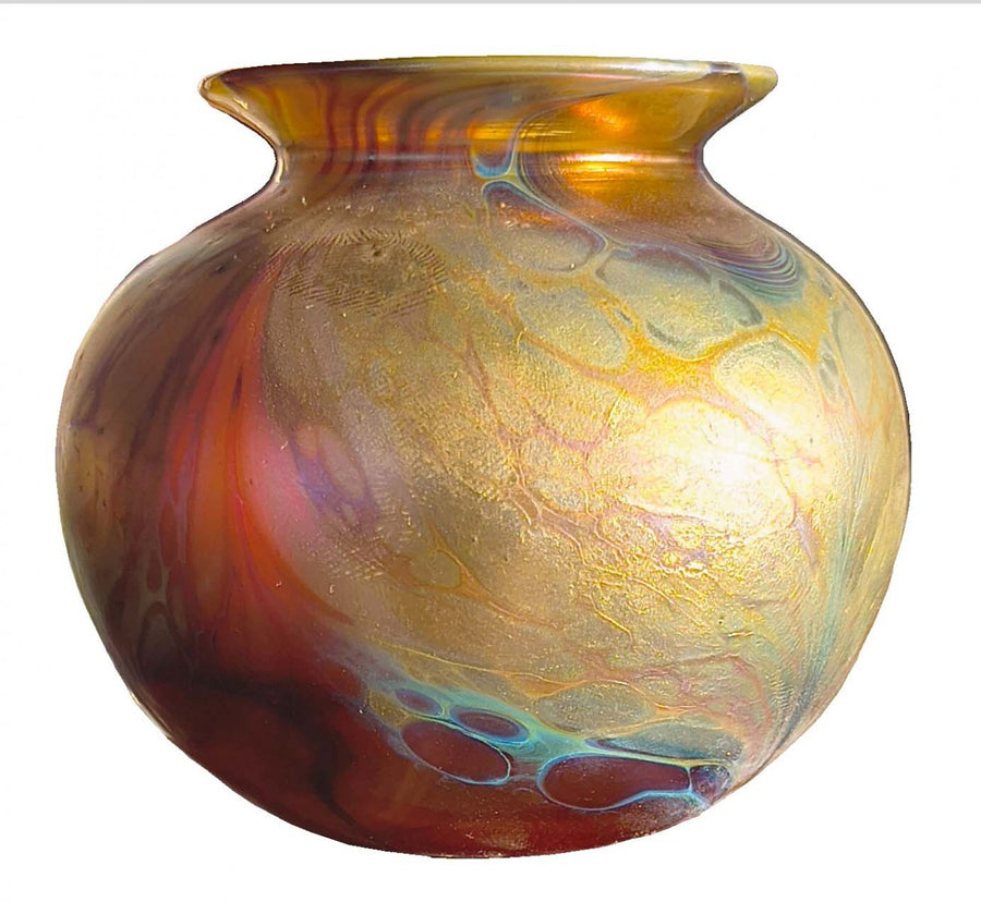 Iridescent Amber Art Glass Vase