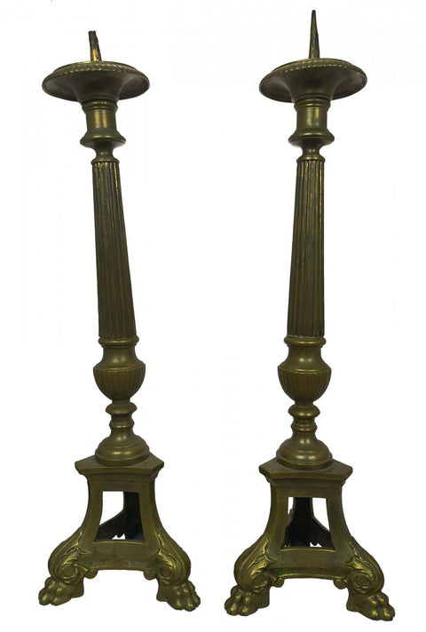 Pair of Antique Neo Grecian Greek Revival Candlesticks