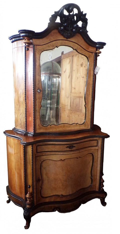 Antique European Serpentine Baroque Cabinet