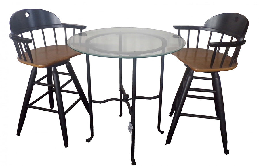 Antique Tall Bistro Cafe Table with Two Chairs Set